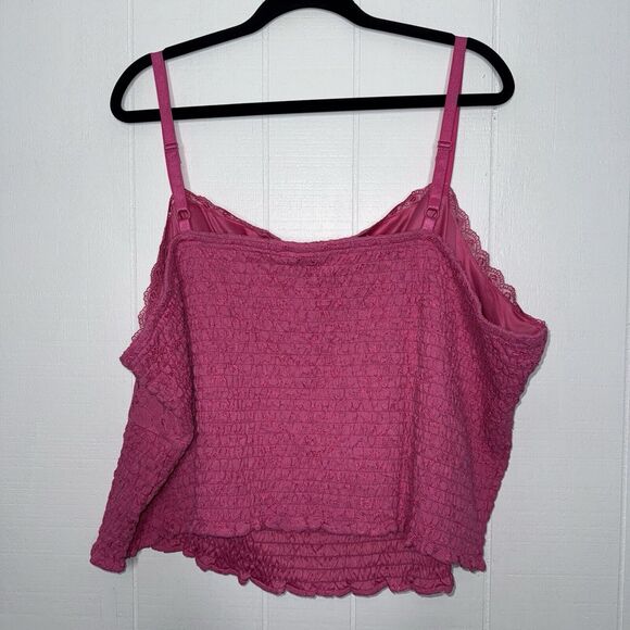 Torrid Women’s Lace Square Neck Smocked Crop Top Pink Size 5X NWT - Picture 2 of 4